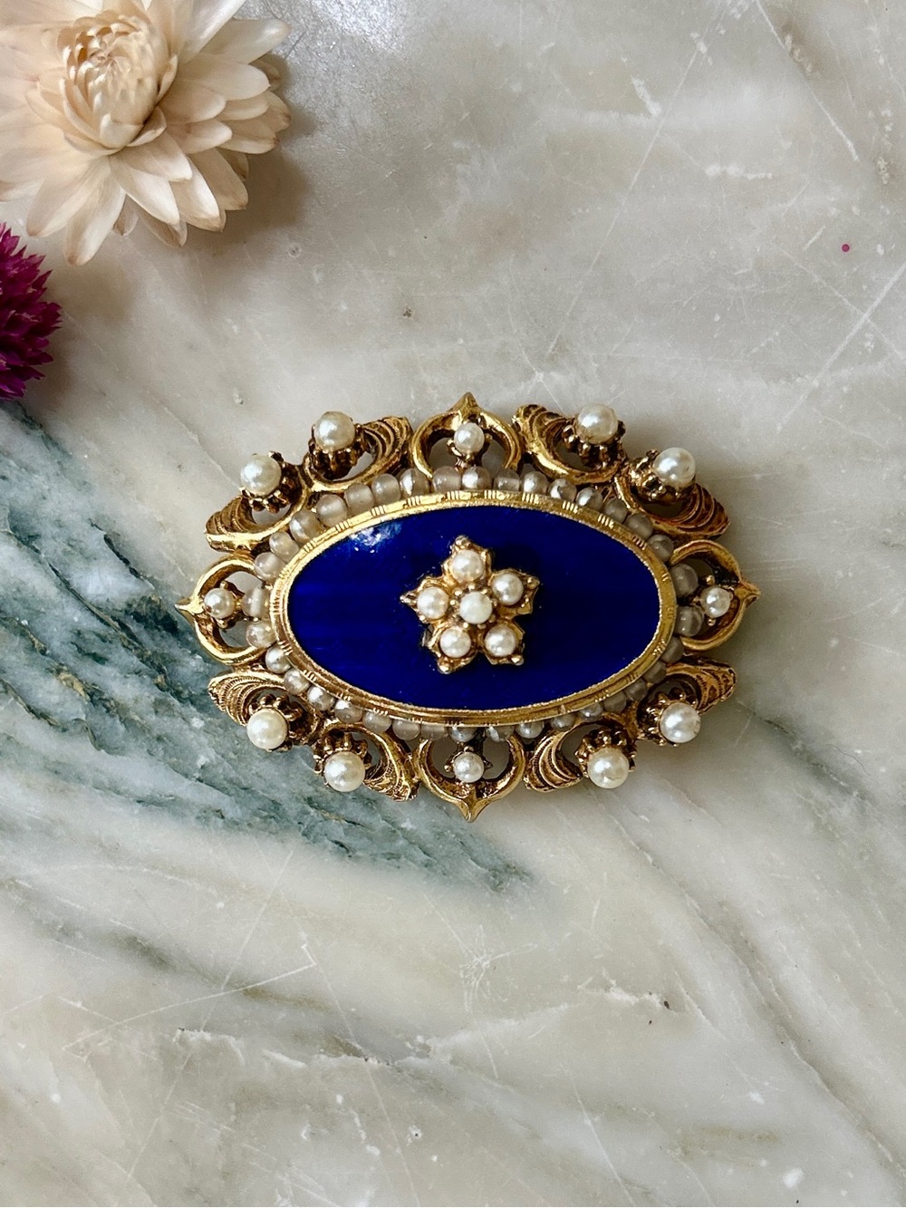 Florenza Guilloche Enamel Brooch